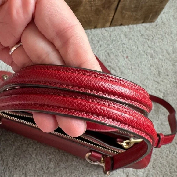 Coach Brooke Carryall Red Crossgrain Leather Shoulder and Crossbody Purse - Picture 5 of 11